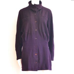 Seeler 1990's Wool Blend Turtle Neck Cardigan With Front Pockets - W. Germany